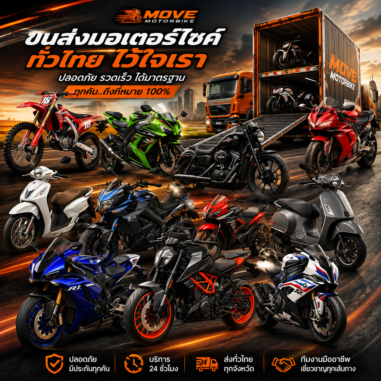 ส่งมอเตอร์ไซค์และบิ๊กไบค์ทั่วไทย Move Motorbike